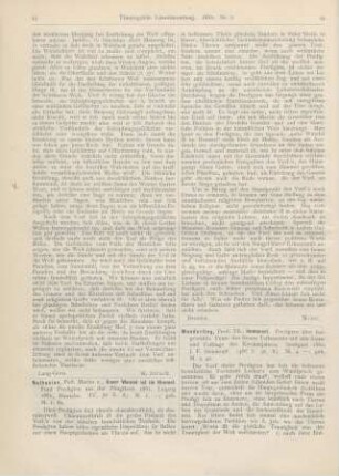 44-45 [Rezension] Wunderling, Th., Immanuel. Predigten über freigewählte Texte des Neuen Testaments auf alle Sonn- und Festtage des Kirchenjahres