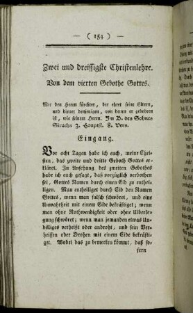 Zwei und dreissigste Christenlehre. Von dem vierten Gebothe Gottes.