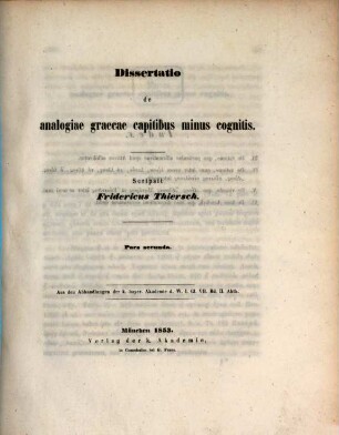 Disquisitiones de analogiae graecae capitibus minus cognitis, 2