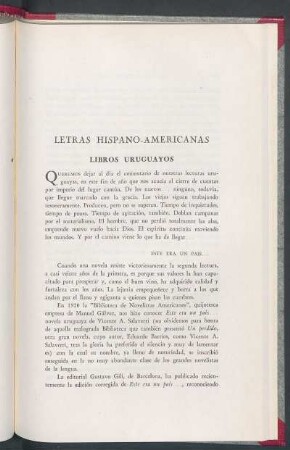 Letras hispano-americanas : Libros uruguayos