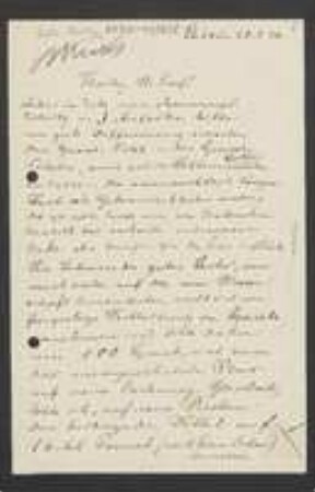 Brief von Arthur Minks an Unbekannt