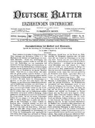 Charakterbildung bei Herbart und Meumann : Speziell die Bedeutung des Vorstellungslebens für die Charakterbildung ; (Fortsetzung)