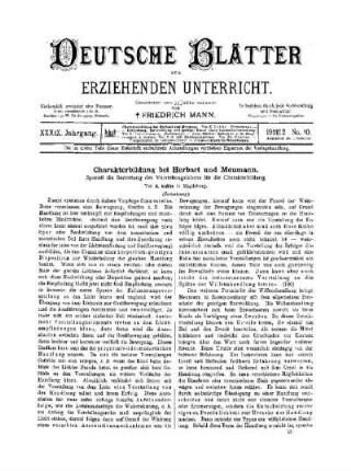 Charakterbildung bei Herbart und Meumann : Speziell die Bedeutung des Vorstellungslebens für die Charakterbildung ; (Fortsetzung)