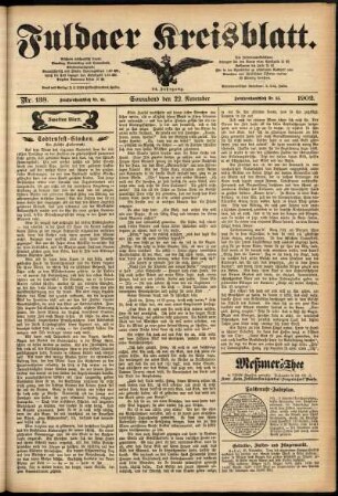 Zweite Ausgabe vom Samstag, den 22. November 1902.