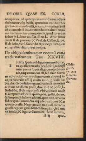 De obligationibus quae ex quasi contractu nascuntur. Titu. XXVIII.