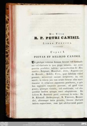 Caput I. Pietas Et Religio Canisii.