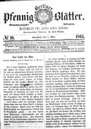No. 10, Sonnabend, den 5. März 1866