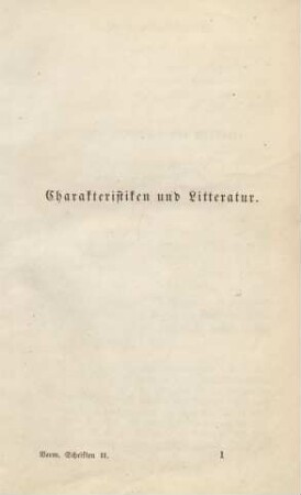 Charakteristiken und Litteratur