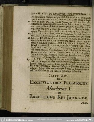 Caput XIV. De Exceptionibus Peremtoriis