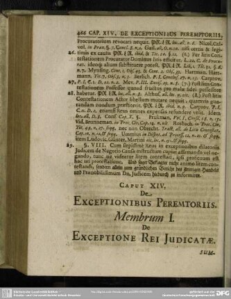 Caput XIV. De Exceptionibus Peremtoriis