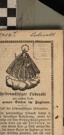 Heldenmüthiger Liebesakt zum grössten Troste der armen Seelen im Fegfeuer