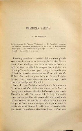 Les sources du pentateuque : Étude de critique et d'histoire, I