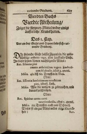 Vierdte Abtheilung/ Zeiget die Arzney-Mittel wider einige äusserliche Kranckheiten