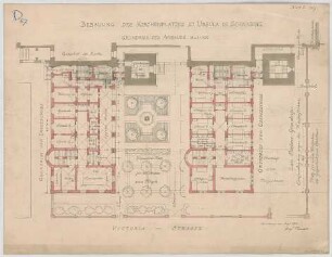 Thiersch, August ; München - Schwabing; Kath. Pfarrkirche St. Ursula - Anbau (Grundriss EG, Grundriss OG)