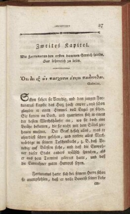 Zweites Kapitel. Wie Fortunatus den ersten dummen Streich spielte. Gar lehrreich zu lesen.