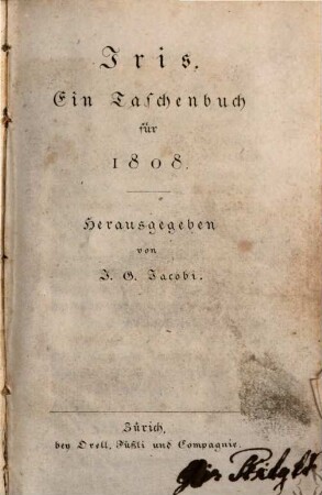 Iris : ein Taschenbuch für .... 1808
