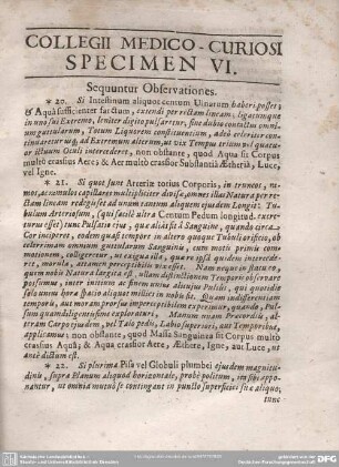 COLLEGII MEDICO-CURIOSI SPECIMEN VI.
