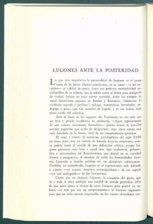Lugones ante la posteridad