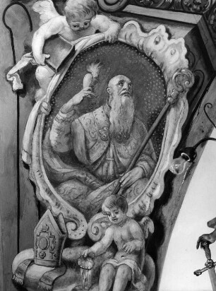 Heiliger Bischof : Heiliger Bischof. Fresko (1745; F. G. Hermann). Stöttwang, Pfarrkirche Sankt Gordian und Epimachus