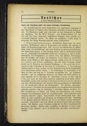 Schule und Erziehung unter den neuen politischen Verhältnissen