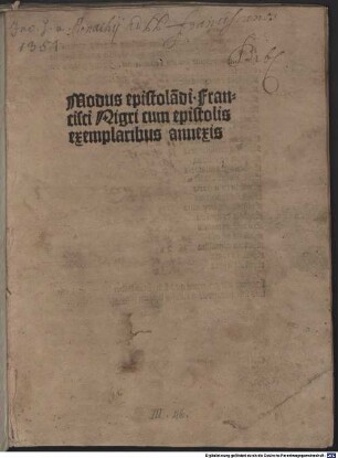 Modus epistulandi : mit Widmungsbrief des Autors an Jakob Gerold und dessen Erwiderung