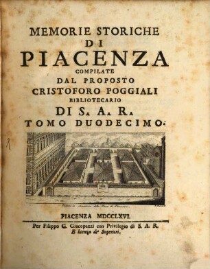 Memorie Storiche Di Piacenza. 12