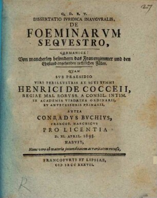 Disp. de foeminarum sequestro