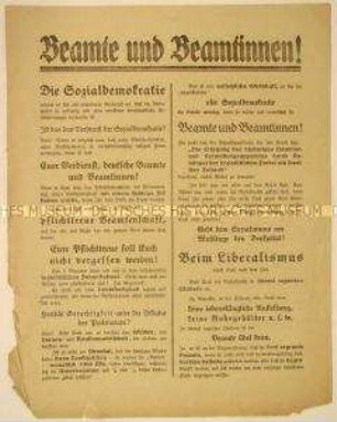 Gegen die Sozialdemokratie gerichteter programmatischer Wahlaufruf an die Beamten zur Unterstützung der Zentrumsliste