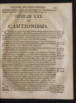 Titulus LXX. De Cautionibus.