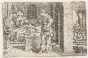 Tobias legt das Fischherz auf glühende Kohlen