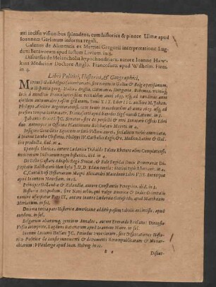 Libri Politici, Historici & Geographici.