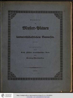 Titelseite [für Provinz Rheinhessen, 1843]