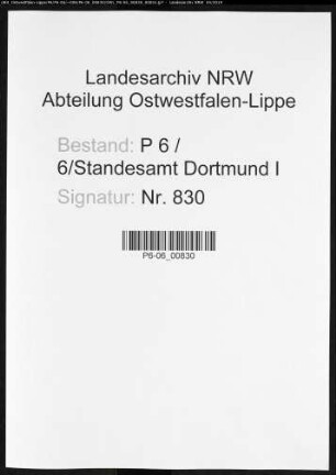 Sterberegister Standesamt Dortmund-Mitte I