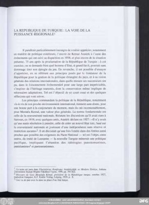 La Republique De Turquie : La Voie De La Puissance Regionale