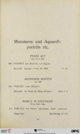 Miniaturen und Aquarell-Porträts etc. (Nr. 200-236)