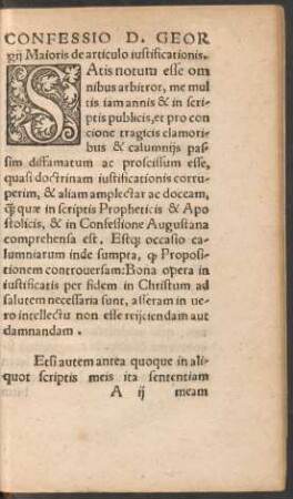 Confessio D. Georgii Maioris de articulo iustificationis.