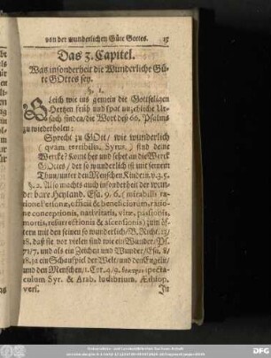 Das 3. Capitel. Was insonderheit die Wunderliche Güte Gottes sey.
