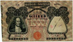 Geldschein, 1000 Lire (ITL), 14.8.1917
