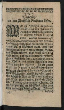 Vorbericht an den Christliche-Geehrten Leser