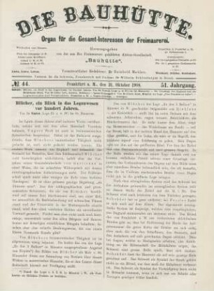 No. 44. Frankfurt a. M., den 31. Oktober 1908. 51. Jahrgang.