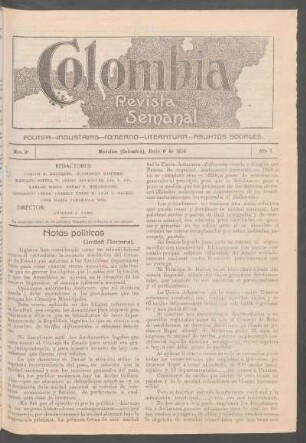 Notas políticas : Unidad nacional