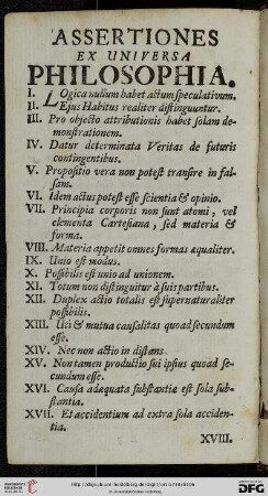 Assertiones ex universa Philosophia