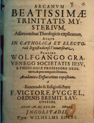 Arcanvm Beatissimae Trinitatis Mysterivm