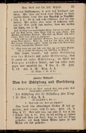 Zweiter Abschnitt. Von der Schöpfung und Vorsehung