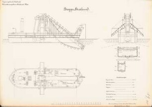 Dampfbagger »Stralsund«: Ansicht, Schnitte