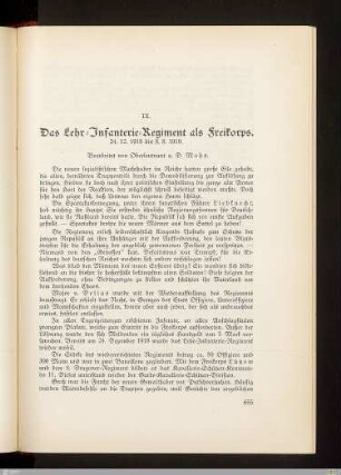 IX. Das Lehr-Infanterie-Regiment als Freikorps