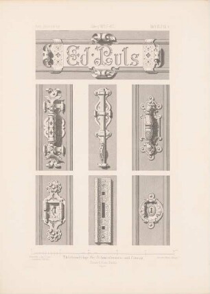 Türbeschläge für Schmiedeeisen und Bronze: Ansichten (aus: Architektonisches Skizzenbuch, H. 154/1, 1879)