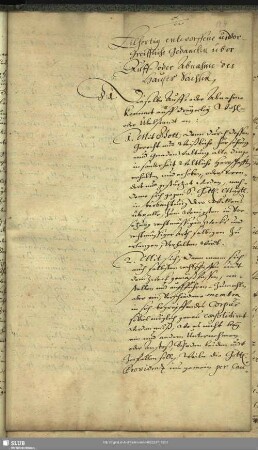 Bl. 114-122. Eilfertig entworffene unvorgreiffliche Gedancken über Auff- oder Abnahme des Hauses Sachsen.