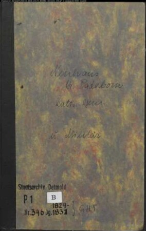 Kirchenbuchduplikat der katholischen Gemeinde Neuhaus, Kreis Paderborn (GHT 1824-1831). (Gemeinde: Katholische Gemeinde Neuhaus)