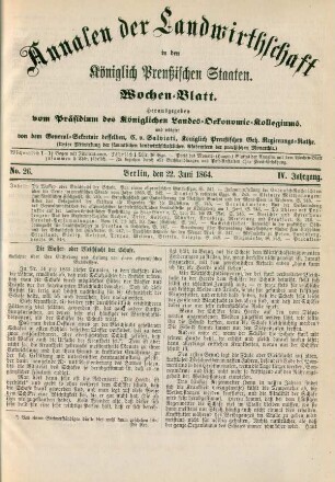 No. 26. Berlin, den 22. Juni 1864. IV. Jahrgang.